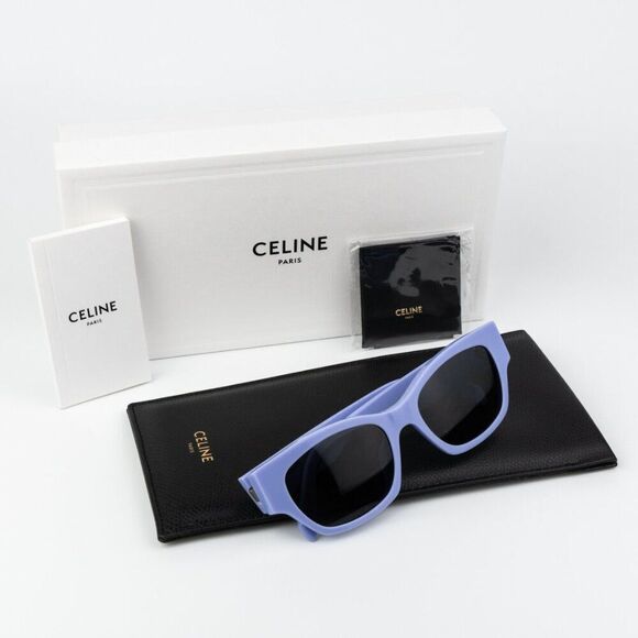 NEW Celine CL40197U 78A MONOCHROMS Shiny Lilac Smoke Unisex Cat Eye Sunglasses